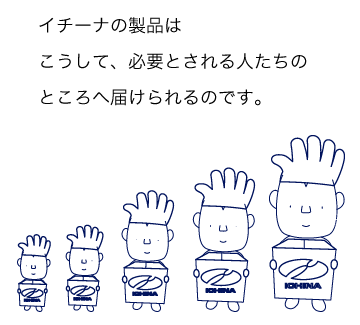イチーナの製品はこうして、必要とされる人たちのところへ届けられるのです。